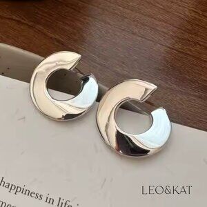 Bold Modern Geometrical Silver Earrings. 925 Sterling Silver. #1119